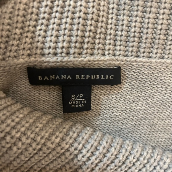 Banana Republic Cotton Cowl/ Turtle Neck Sweatshirt Grey Knit Sweater Size S - Picture 3 of 6